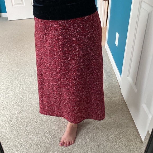 VintageBlue size 13 hi-lo red with white and black polka dots polyester skirt - Picture 1 of 13